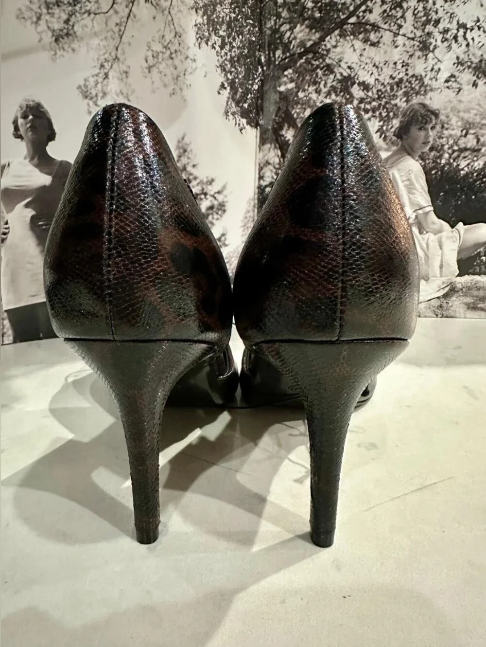 Calvin Klein Leopard Print Pointed-Toe Stiletto Pump - Brown & Black